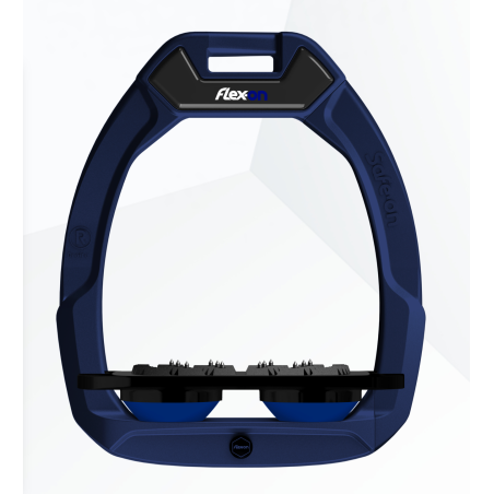 Safe On Flex-on safety stirrups Blue Black and Blue