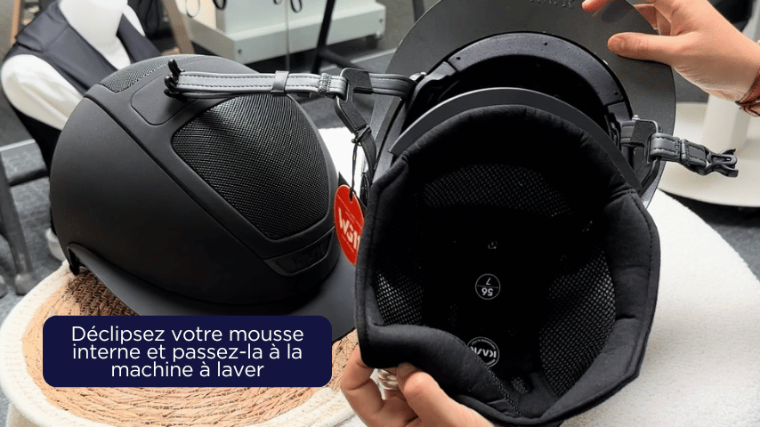 2 étapes pour nettoyer votre casque d'équitation en toute simplicité pour le garder frais et propre plus longtemps !
